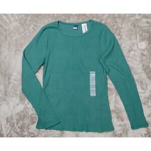 Old Navy Green Fitted Cozy Brushed Cotton Blend Long Sleeve Top Womens Size L